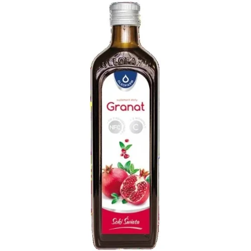 Oleofarm 100% Sok NFC z owoców granatu z witaminą C, 490 ml - Naturalne wsparcie codziennej diety i odporności