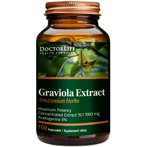 Doctor Life Graviola Extract, 100 kapsułek - Odpowiedni dla wegan, bez laktozy i glutenu