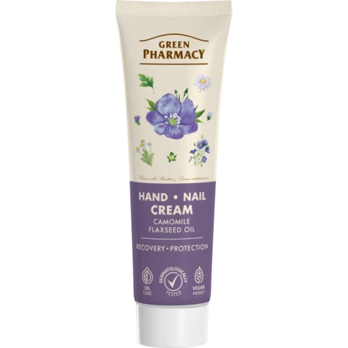 Green Pharmacy Krem do rąk, rumianek i olej lniany, 100 ml - Odżywczy krem do rąk i paznokci