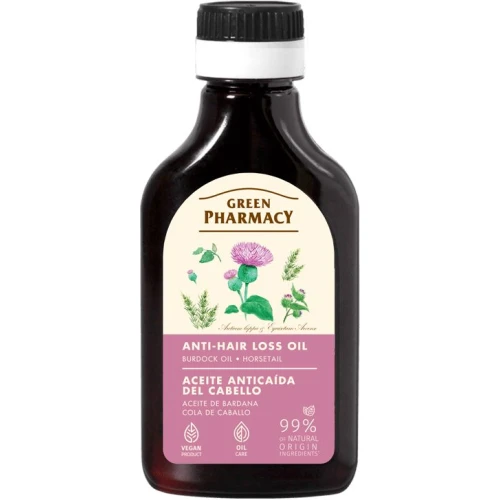 Green Pharmacy Olej Łopianowy i Skrzyp Olejek przeciw wypadaniu włosów, 100 ml - Dla mocnych i zdrowych włosów