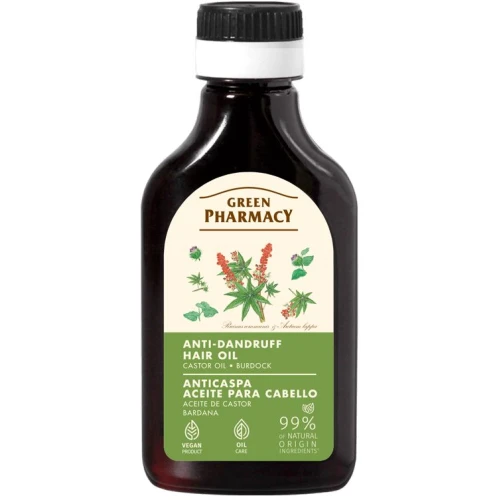 Green Pharmacy Olej Rycynowy i Łopian Olejek do włosów przeciwłupieżowy, 100 ml - Dla zdrowej skóry głowy