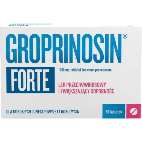 Groprinosin Forte 1000 mg, 30 tabletek - Lek przeciwwirusowy, zwiększający odporność