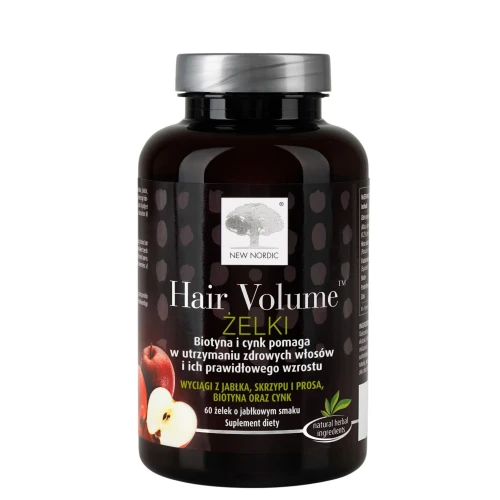 Hair Volume, 60 żelek o smaku jabłkowym - Dla zdrowego wyglądu włosów i skóry