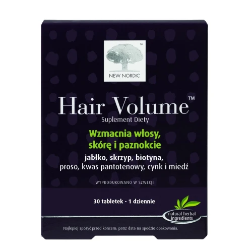 Hair Volume Post Menopause, 30 tabletek - Suplement diety na włosy po menopauzie z witaminą B6, jabłkiem Annurca i skrzypem