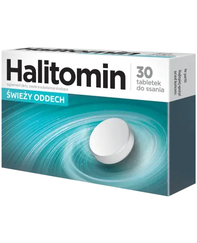Halitomin, 30 tabletek do ssania - Odświeżające oddech tabletki do ssania z tymiankiem i mentolem