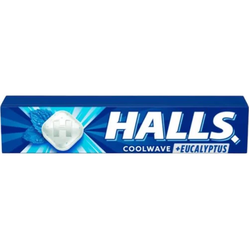 Halls Coolwave + Eucalyptus, łagodny mentol–eukaliptus, cukierki 33,5 g - Odświeżenie i wyjątkowy smak