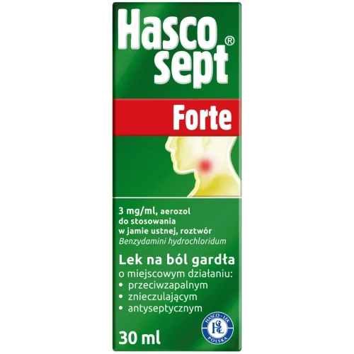 Hascosept Forte aerozol do stosowania w jamie ustnej, 30ml - Na stan zapalny i ból gardła u dorosłych