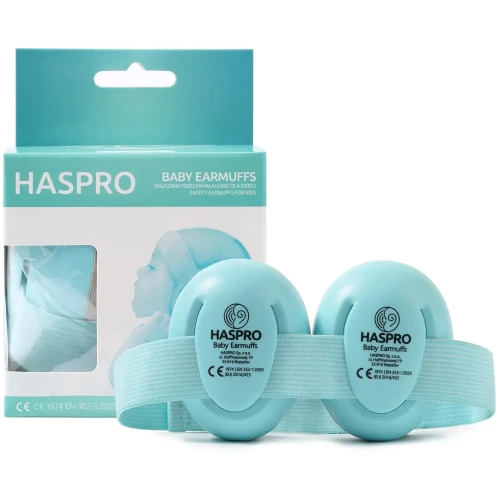 Haspro Baby Earmuffs Mint Nauszniki dla dzieci, 1 sztuka - Nauszniki przeciwhałasowe dla niemowląt i małych dzieci