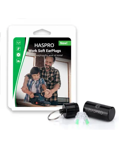 Haspro Work Soft EarPlugs Zatyczki do uszu, 1 para - Ochrona słuchu podczas pracy w domu i warsztacie