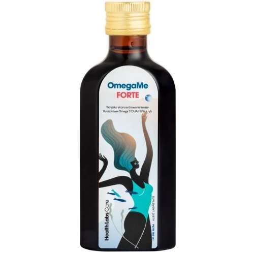 Health Labs Care OmegaMe Forte Płyn, 160 ml - Naturalne kwasy Omega-3 z oleju rybiego z witaminami