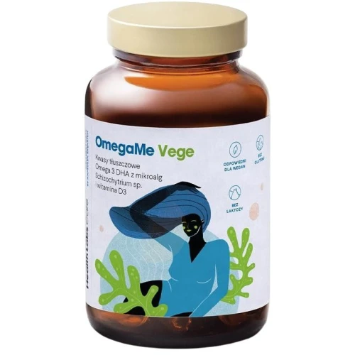 Health Labs Care OmegaMe Vege, 60 kapsułek - Roślinne źródło DHA i witaminy D3 dla wegan i wegetarian