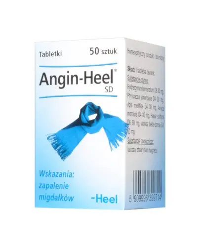 Heel Angin-Heel SD, 50 tabletek - Lek zawierający naturalne składniki, łagodzi stan zapalny migdałków, homeopatia na objawy anginy.