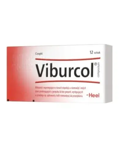 Heel Viburcol Compositum czopki, 12 sztuk - Łagodzi uczucie niepokoju podczas ząbkowania lub kolki u niemowląt