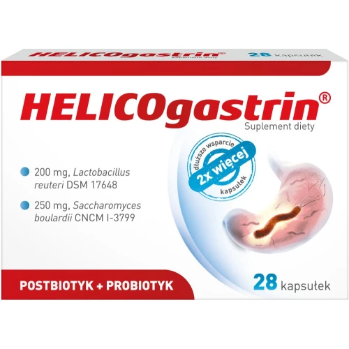HELICOgastrin, 28 kapsułek - Kompozycja bakterii probiotycznych wspomagających mikrobiotę człowieka