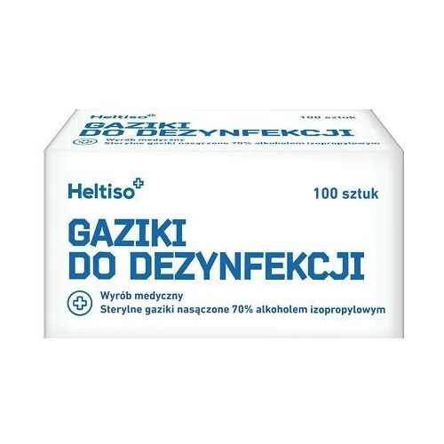 Heltiso Gaziki do dezynfekcji, 100 sztuk - Nasączone alkoholem izopropylowym o stężeniu 70%