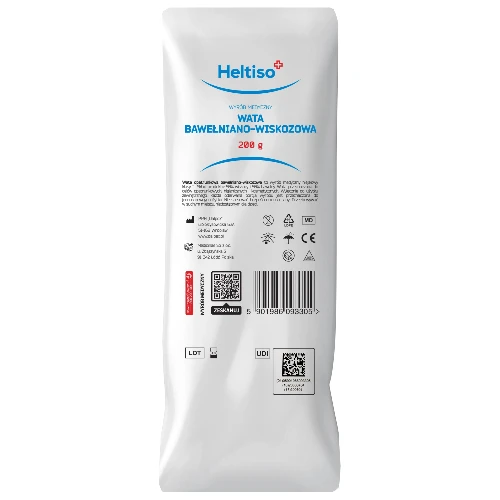 Heltiso Wata opatrunkowa bawełniano-wiskozowa, 200 g - Do celów higienicznych, kosmetycznych i opatrunkowych