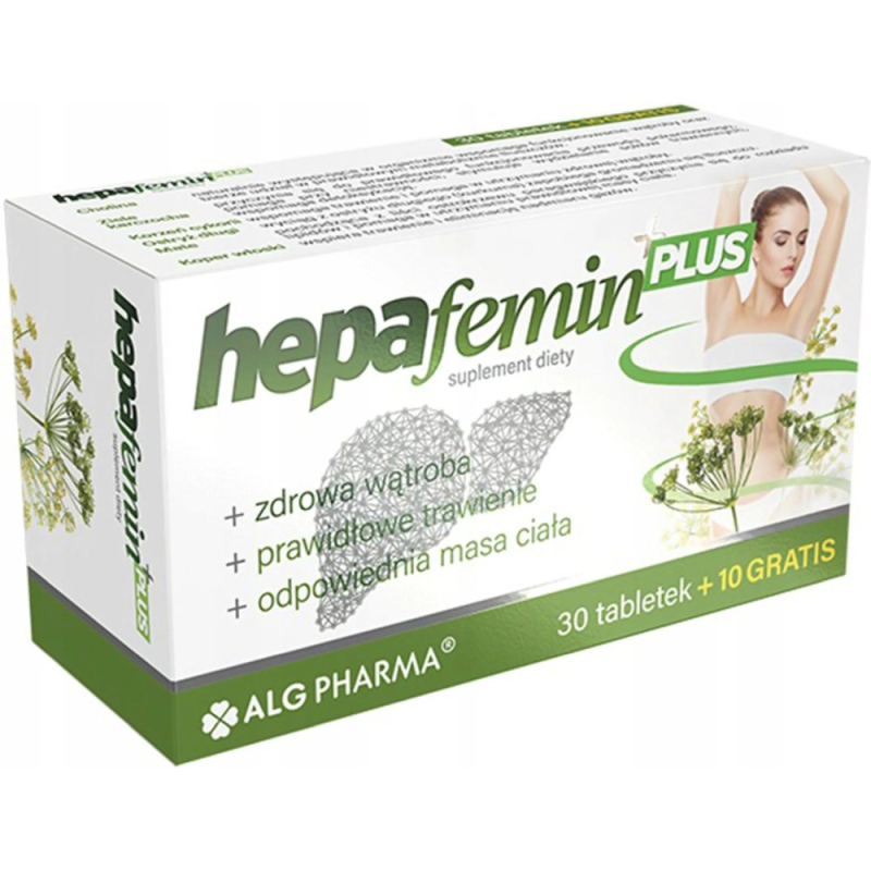 Hepafemin Plus, 40 tabletek  - Suplement diety z zielem karczocha oraz koprem włoskim wzbogacony choliną