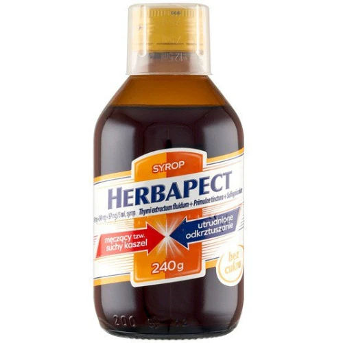 Herbapect syrop, 240 g - Do stosowania nieżytach górnych dróg oddechowych, męczącym, suchym kaszlu