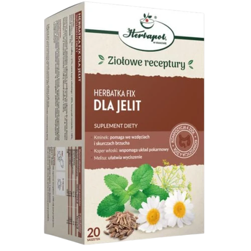 Herbatka Fix Dla Jelit, 20 saszetek - Kompozycja ziół na wzdęcia i skurcze brzucha