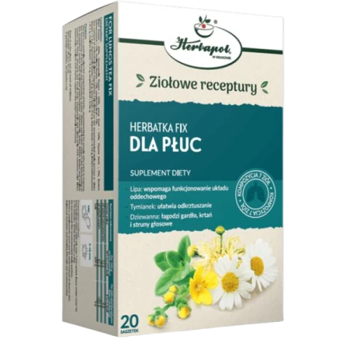 Herbatka Fix Dla Płuc, 20 saszetek - Kompozycja ziół na gardło, krtań i struny głosowe
