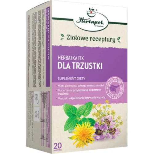 Herbatka Fix Dla Trzustki, 20 saszetek - Kompozycja ziół, wspomaga trawienie i funkcjonowanie dróg żółciowych