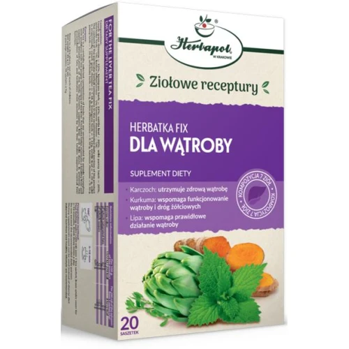 Herbatka Fix Dla Wątroby, 20 saszetek - Kompozycja ziół wspomaga prawidłowe funkcjonowanie wątroby i dróg żółciowych
