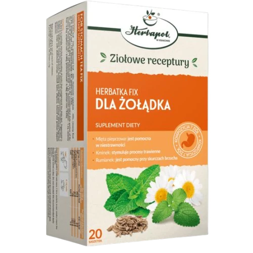Herbatka Fix Dla żołądka, 20 saszetek - Kompozycja ziół, stymuluje procesy trawienne