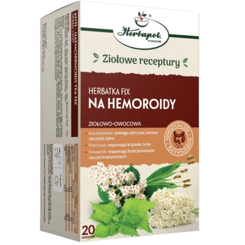 Herbatka Fix Na Hemoroidy, 20 saszetek - Kompozycja ziół wspiera funkcjonowanie naczyń krwionośnych