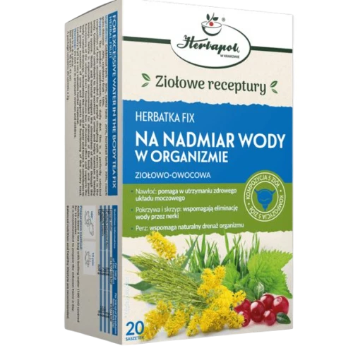 Herbatka Fix Na nadmiar wody w organizmie, 20 saszetek - Kompozycja ziół, wspomaga eliminację wody przez nerki