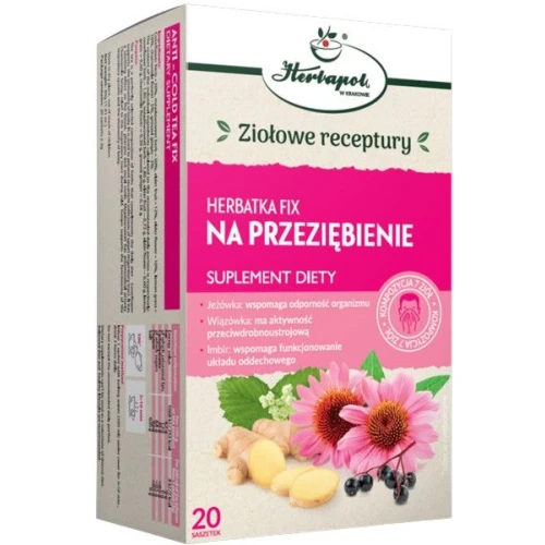 Herbatka Fix Na przeziębienie, 20 saszetek - Naturalna moc jeżówki, czarnego bzu i imbiru