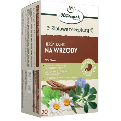 Herbatka Fix Na wrzody, 20 saszetek - Kompozycja ziół, przynosi ulgę we wrzodach żołądka
