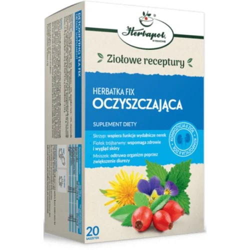 Herbatka Fix Oczyszczająca, 20 saszetek - Kompozycja ziół, wspomaga odtruwanie organizmu oraz wpiera wygląd skóry