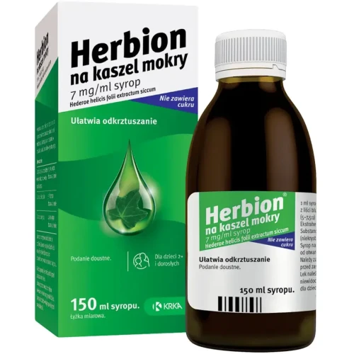 Herbion na kaszel mokry, 7 mg/ ml, syrop, 150 ml - Syrop z suchym wyciągiem z liści bluszczu