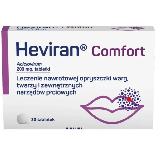Heviran Comfort 200mg, 25 tabletek - Z acyklowirem o działaniu przeciwwirusowym