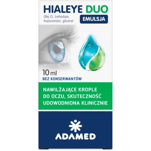 Hialeye Duo Emulsja, krople do oczu 10 ml - Krople nawilżające w postaci emulsji lipidowej bez konserwantów