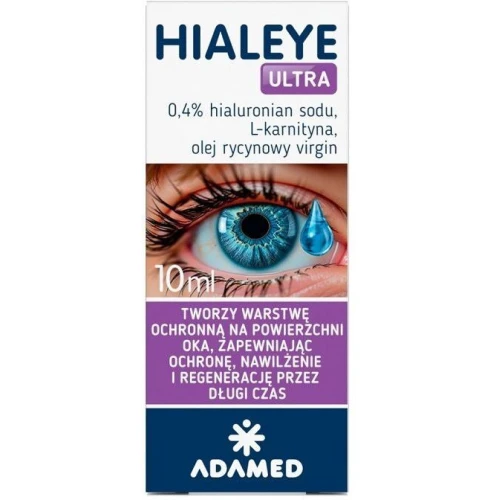 Hialeye Ultra Nawilżające krople do oczu, 10 ml - Żelowe krople nawilżają i tworzą na powierzchni oka warstwę ochronną