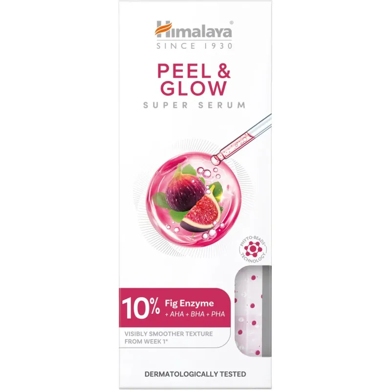 Himalaya Peel & Glow Super Serum Złuszczająco-rozświetlające serum do twarzy, 30 ml - Z 10% kompleksem PHA i BHA