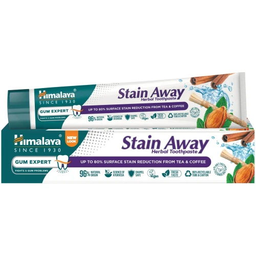 Himalaya Stain Away Pasta przeciw przebarwieniom zębów, 75 ml - Wybielająca pasta do zębów z naturalnymi enzymami