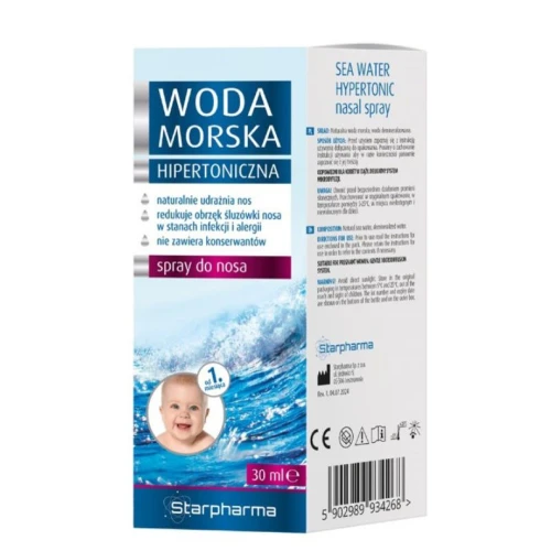 Hipertoniczna woda morska Spray do nosa, 30 ml - Wspomaganie oddychania i higieny nosa