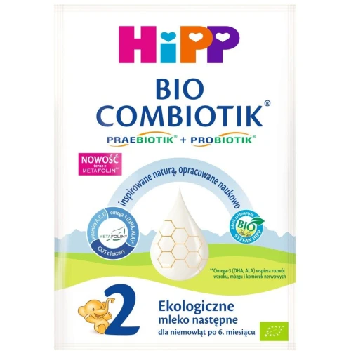 HiPP 2 Bio Combiotik Mleko następne, dla dzieci po 6. miesiącu, 27 g - Ekologiczne mleko w saszetce