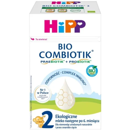 HiPP 2 Bio Combiotik Mleko następne, dla dzieci po 6. miesiącu, 550 g - Z Metafolin®, DHA i probiotykiem
