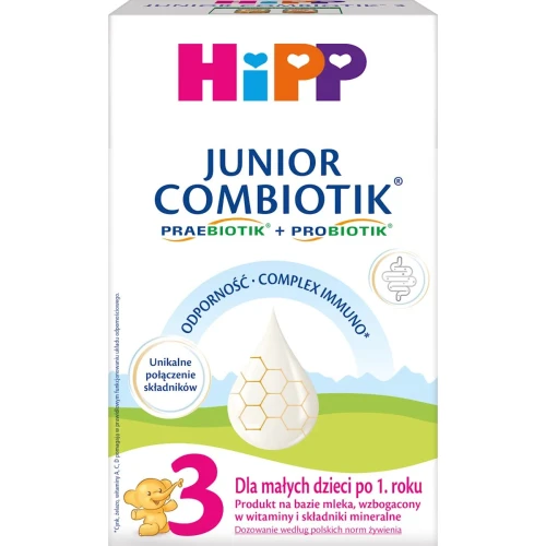HiPP 3 Junior Combiotik Mleko następne dla dzieci po 1. roku, 550 g - Z Metafolin®, GOS i DHA