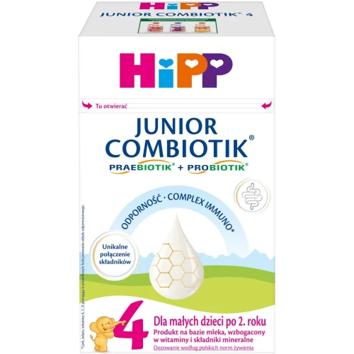 HiPP 4 Junior Combiotik Mleko następne dla dzieci po 2. roku, 550 g - Z GOS, witaminą D i wapniem