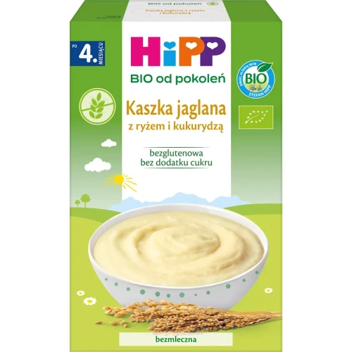 HiPP Kaszka jaglana z ryżem i kukurydzą BIO, 200 g - Dla niemowląt po 4. miesiącu