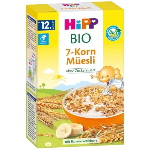 HiPP Musli 7 zbóż z bananami BIO, 200 g - Dla dzieci od 12. miesiąca życia