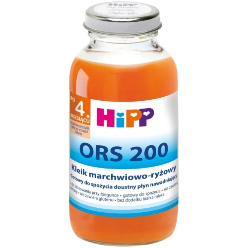 HiPP ORS 200 Kleik marchwiowo - ryżowy, 200 ml - Doustny płyn nawadniający dla niemowląt przy biegunce i odwodnieniu