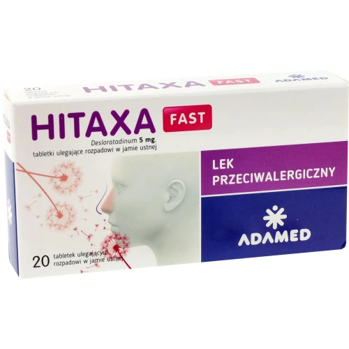 Hitaxa Fast 5 mg, 20 tabletek - Tabletki na alergię niewywołujące senności