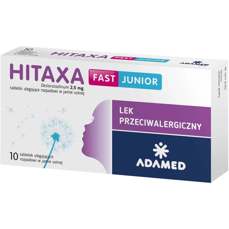 Hitaxa Fast Junior 2,5 mg, 10 tabletek ulegających rozpadowi w jamie ustnej - Tabletki z desloratadyną