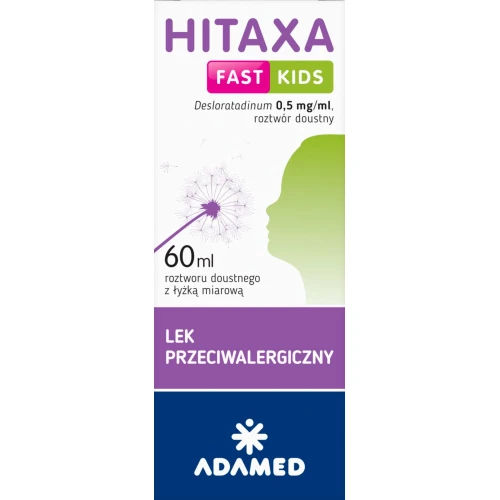 Hitaxa Fast Kids roztwór doustny, 60 ml - Nie wywołuje senności, ułatwia kontrolę reakcji alergicznej 
