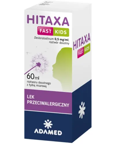 Hitaxa Fast Kids roztwór doustny, 60 ml - Nie wywołuje senności, ułatwia kontrolę reakcji alergicznej 